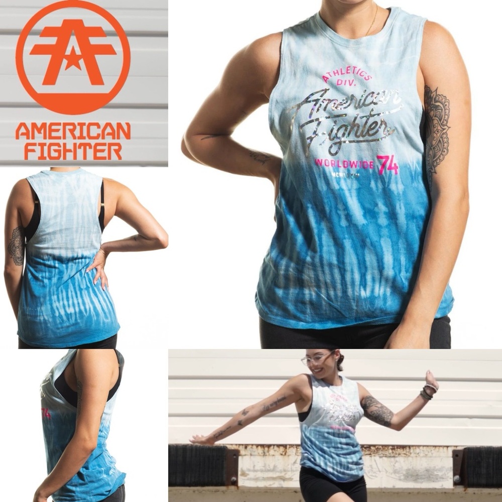 American Fighter Blue and White Tank Top